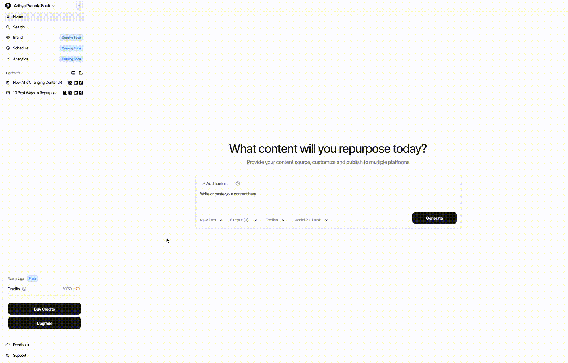 Demo showing content being repurposed across multiple platforms